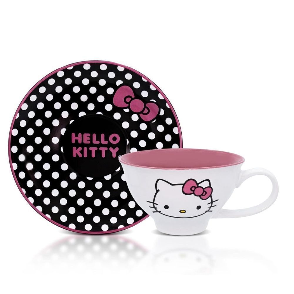 Hello Kitty Ceramic Teacup and Saucer Set